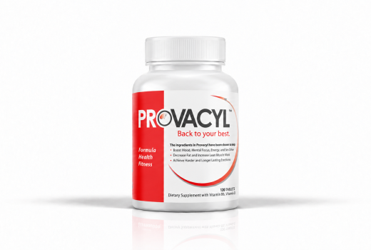 Front-facing Provacyl dietary supplement bottle on a white background.