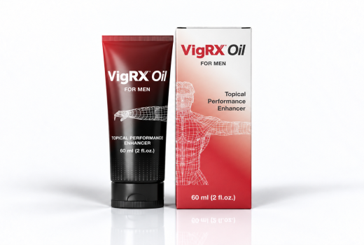VigRX Oil tube and product box on a white background.