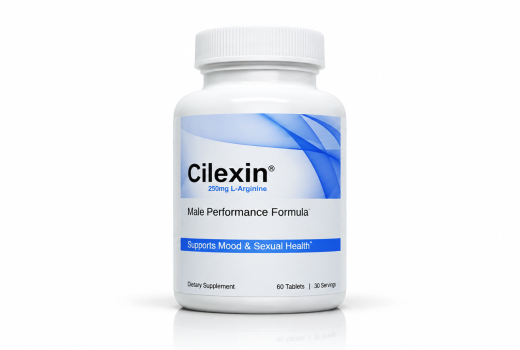 Cilexin male performance formula supplement bottle on a white studio background.