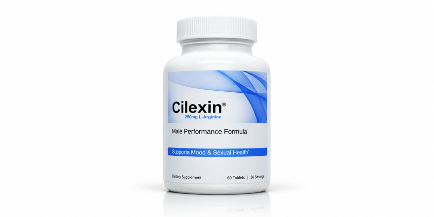 Cilexin male performance formula supplement bottle on a white studio background.