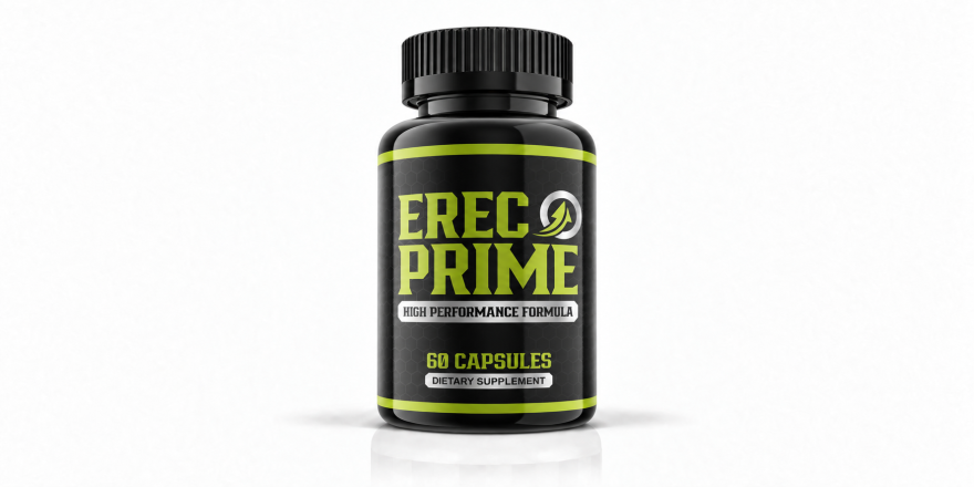 Front-facing ErecPrime high-performance formula supplement bottle on a white background.