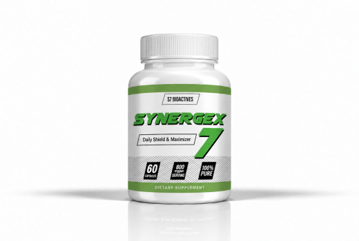 Front-facing SynerGex 7 supplement bottle on a white background.