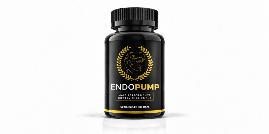 Front-facing EndoPump male performance dietary supplement bottle on a white background.