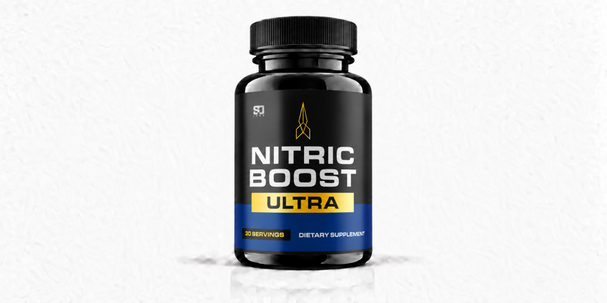 Front-facing Nitric Boost Ultra supplement bottle on a white background.