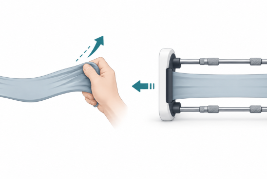 Illustration comparing manual stretching with controlled mechanical traction