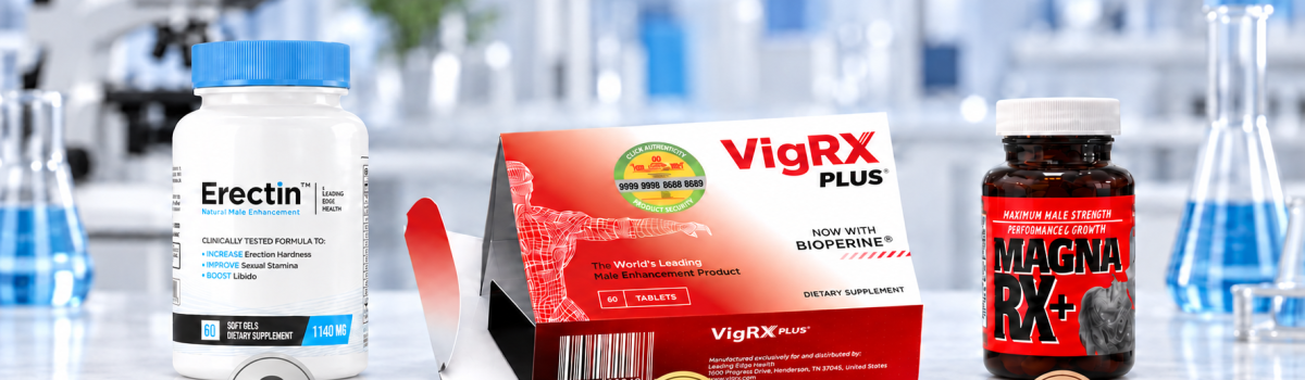 VigRX Plus, Erectin, and Magna RX+ ranked as top male-enhancement supplements in a clinical laboratory setting