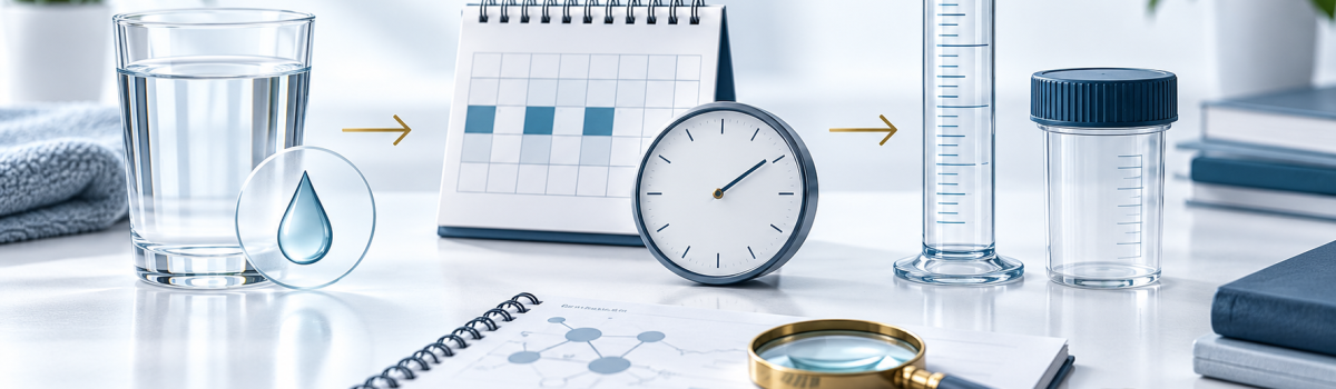 Clinical illustration of hydration, timing, and ejaculate-volume measurement