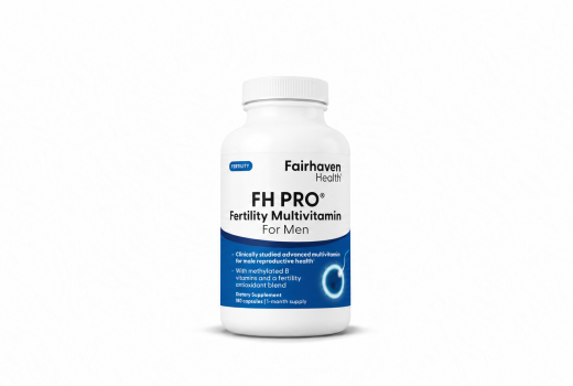 FH PRO for Men fertility multivitamin bottle by Fairhaven Health.