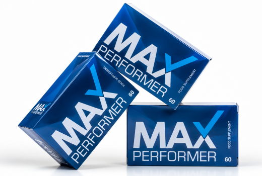 Max Performer male enhancement supplement boxes on a white background