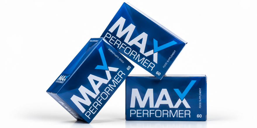 Max Performer male enhancement supplement boxes on a white background