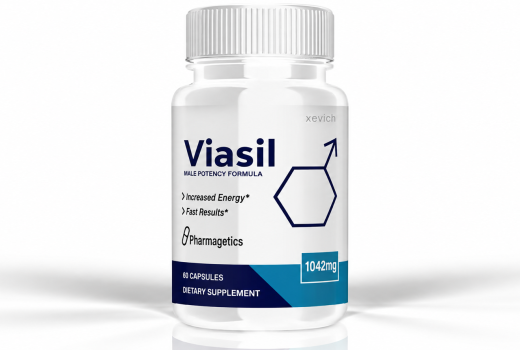 Viasil male enhancement supplement bottle on a white background