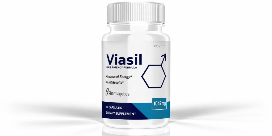 Viasil male enhancement supplement bottle on a white background